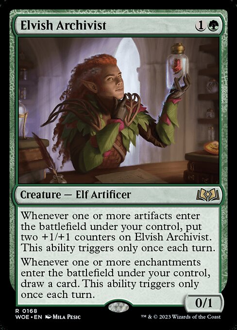WOE, Elvish Archivist, Standard, 168, R, Near Mint, Normal, EN