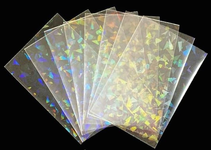100 Pcs Inner Sleeves - Broken Glass Rainbow Holographic Trading Card Protector