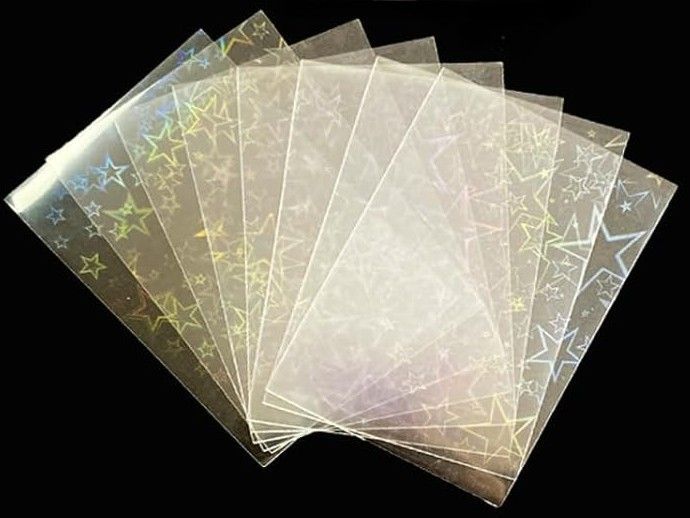 100 Pcs Inner Sleeves - Star Rainbow Holographic Trading Card Protector