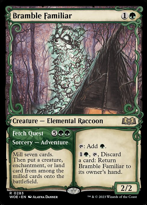 WOE, Bramble Familiar // Fetch Quest, (Showcase), 283, R, Near Mint, (Foil), EN