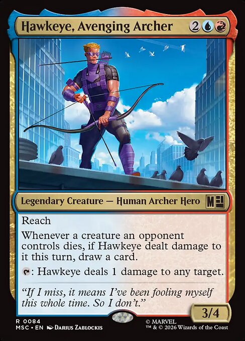 MSC, Hawkeye, Avenging Archer, Standard, 84, R, Near Mint, {Surge Foil}, EN