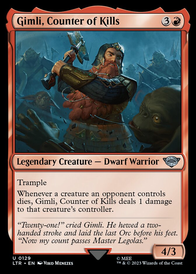 LTR, Gimli, Counter of Kills, Standard, 129, U, Near Mint, Normal, EN