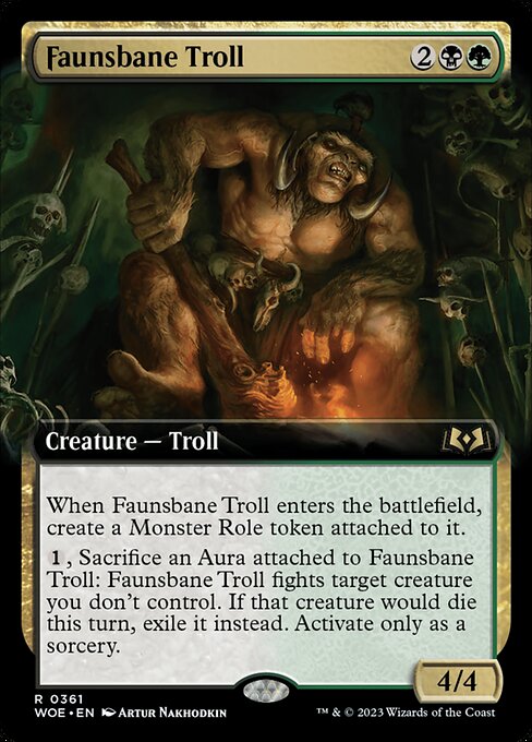 WOE, Faunsbane Troll, (Extended Art), 361, R, Near Mint, (Foil), EN