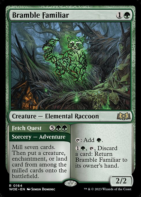 WOE, Bramble Familiar // Fetch Quest, Standard, 164, R, Near Mint, (Foil), EN