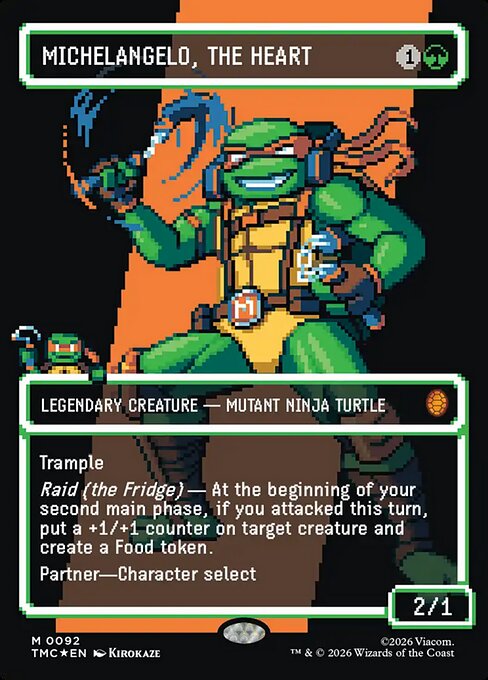 TMC, Michelangelo, the Heart, (Borderless), 92, M, Near Mint, (Surge Foil), EN