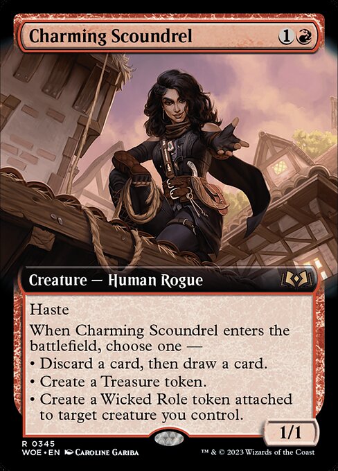 WOE, Charming Scoundrel, (Extended Art), 345, R, Near Mint, Normal, EN