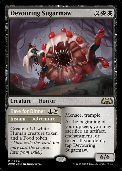 WOE, Devouring Sugarmaw // Have for Dinner, Standard, 224, R, Near Mint, (Foil), EN