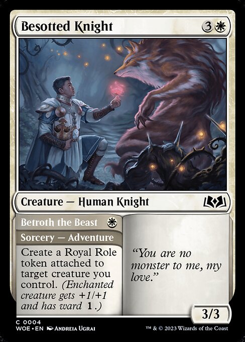 WOE, Besotted Knight // Betroth the Beast, Standard, 4, C, Near Mint, Normal, EN