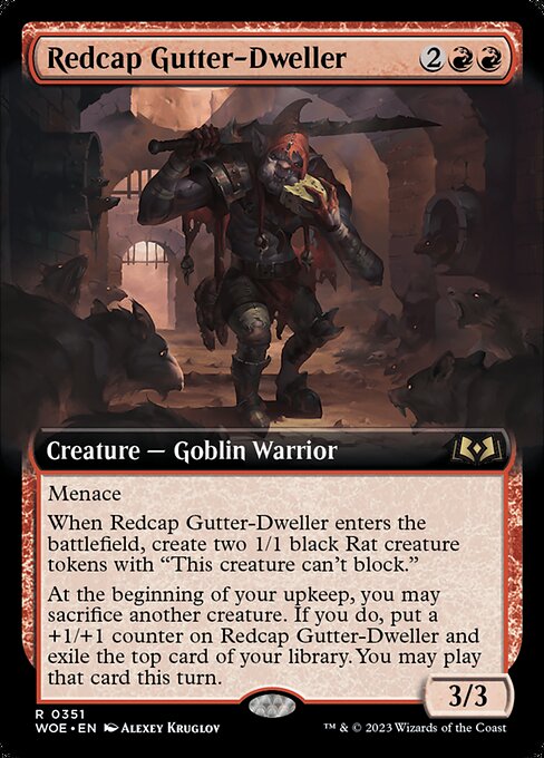 WOE, Redcap Gutter-Dweller, (Extended Art), 351, R, Near Mint, Normal, EN