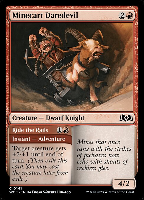 WOE, Minecart Daredevil // Ride the Rails, Standard, 141, C, Near Mint, (Foil), EN