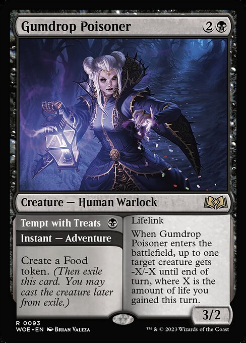 WOE, Gumdrop Poisoner // Tempt with Treats, Standard, 93, R, Near Mint, (Foil), EN