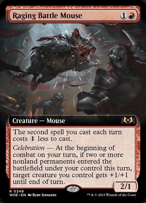 WOE, Raging Battle Mouse, (Extended Art), 349, R, Near Mint, (Foil), EN