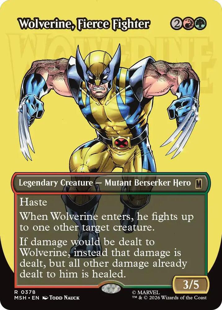 MSH, Wolverine, Fierce Fighter, (Borderless), 378, R, Near Mint, Normal, EN