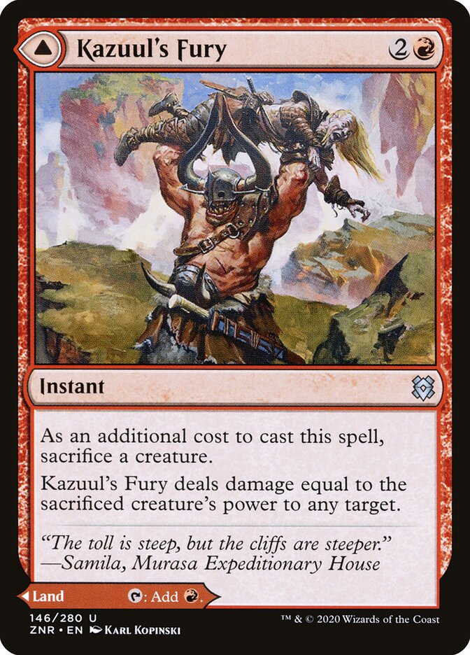 ZNR, Kazuul's Fury // Kazuul's Cliffs, Standard, 146, U, Near Mint, Normal, EN