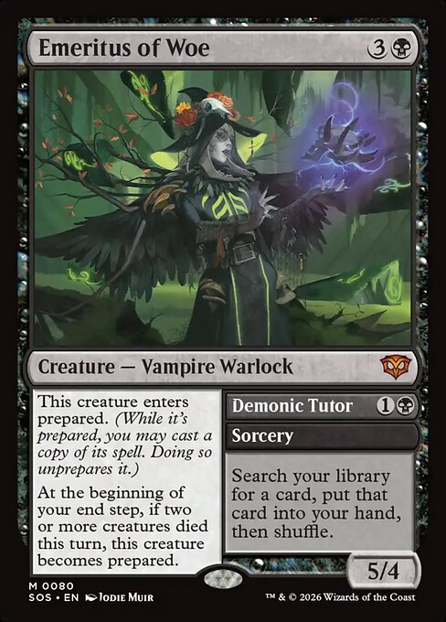 SOS, Emeritus of Woe // Demonic Tutor, Standard, 80, M, Near Mint, Normal, EN