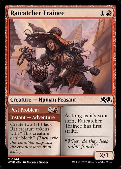 WOE, Ratcatcher Trainee // Pest Problem, Standard, 144, C, Near Mint, Normal, EN