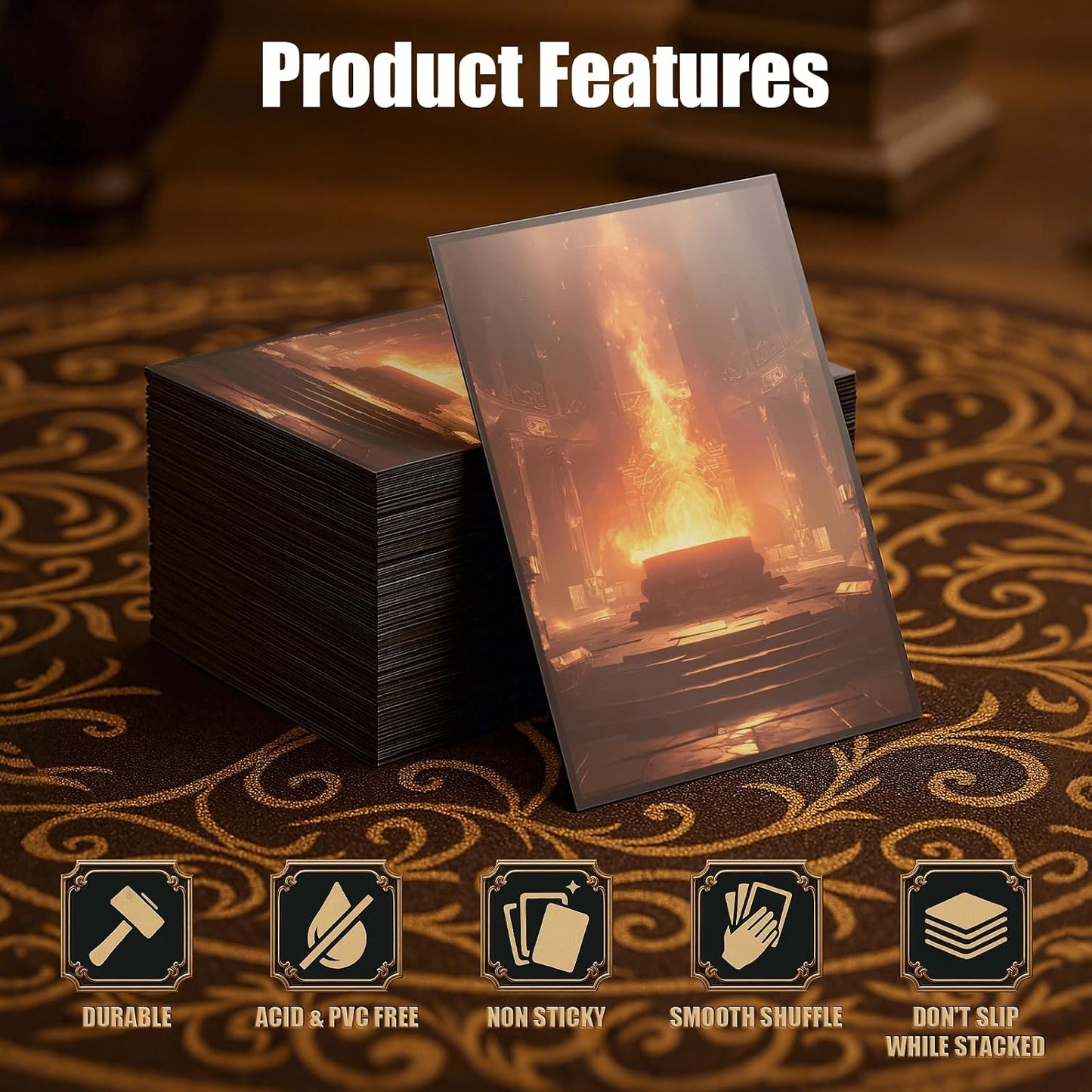 100ct Sacred Foundry - Fantasy Shock Lands Card Sleeves, Matte Back Finish