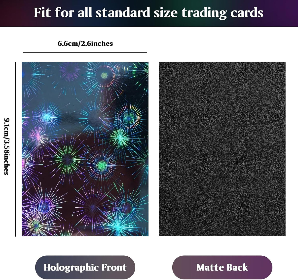 100ct Firework Holographic Card Sleeves, Matte Back Finish