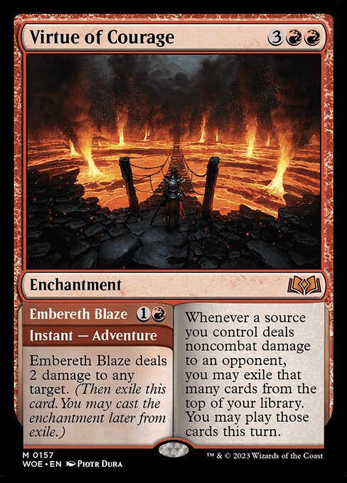 WOE, Virtue of Courage // Embereth Blaze, Standard, 157, M, Near Mint, (Foil), EN