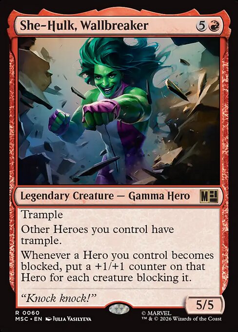 MSC, She-Hulk, Wallbreaker, Standard, 60, R, Near Mint, {Surge Foil}, EN