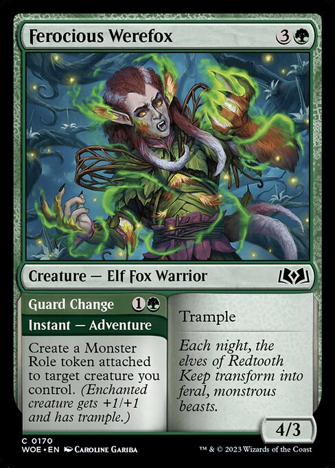 WOE, Ferocious Werefox // Guard Change, Standard, 170, C, Near Mint, Normal, EN