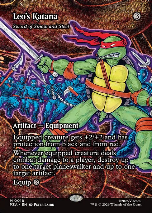 PZA, Leo's Katana - Sword of Sinew and Steel, (Borderless), 18, M, Near Mint, (Foil), EN