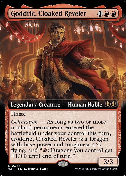 WOE, Goddric, Cloaked Reveler, (Extended Art), 347, R, Near Mint, Normal, EN