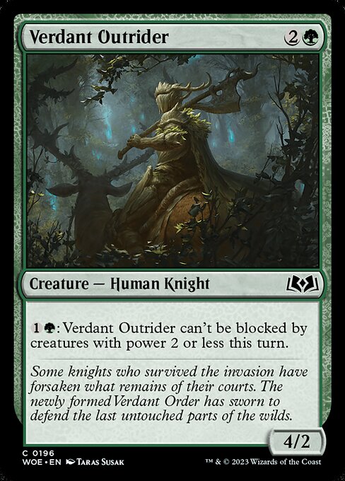 WOE, Verdant Outrider, Standard, 196, C, Near Mint, (Foil), EN