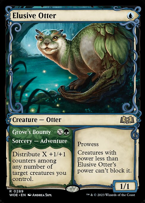 WOE, Elusive Otter // Grove's Bounty, (Showcase), 289, R, Near Mint, Normal, EN