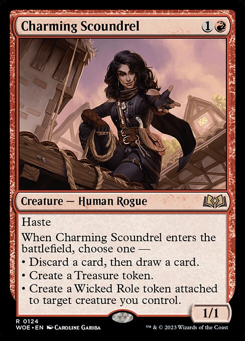 WOE, Charming Scoundrel, Standard, 124, R, Near Mint, Normal, EN
