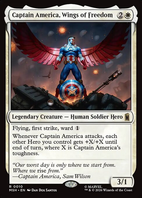 MSH, Captain America, Wings of Freedom, Standard, 10, R, Near Mint, (Foil), EN