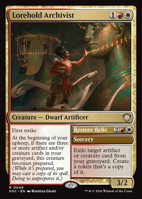 SOC, Lorehold Archivist // Restore Relic, Standard, 49, R, Near Mint, Normal, EN