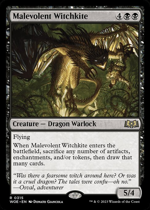WOE, Malevolent Witchkite, Standard, 315, R, Near Mint, (Foil), EN