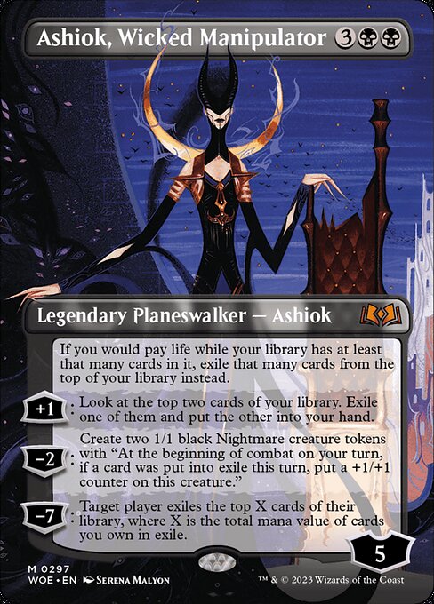 WOE, Ashiok, Wicked Manipulator, (Borderless), 297, M, Near Mint, (Foil), EN