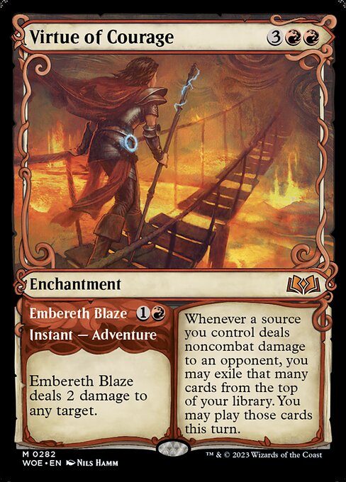 WOE, Virtue of Courage // Embereth Blaze, (Showcase), 282, M, Near Mint, (Foil), EN