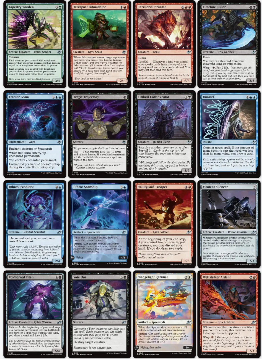 EOE, Foil, Full-Sleeved, 100-Card Uncommons Set - Edge of Eternities, Magic the Gathering, MTG