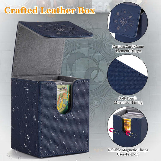 60+ PU Leather Single Sleeved Commander Deck Box - All Mana Symbols & Planeswalker Symbol - Select Color
