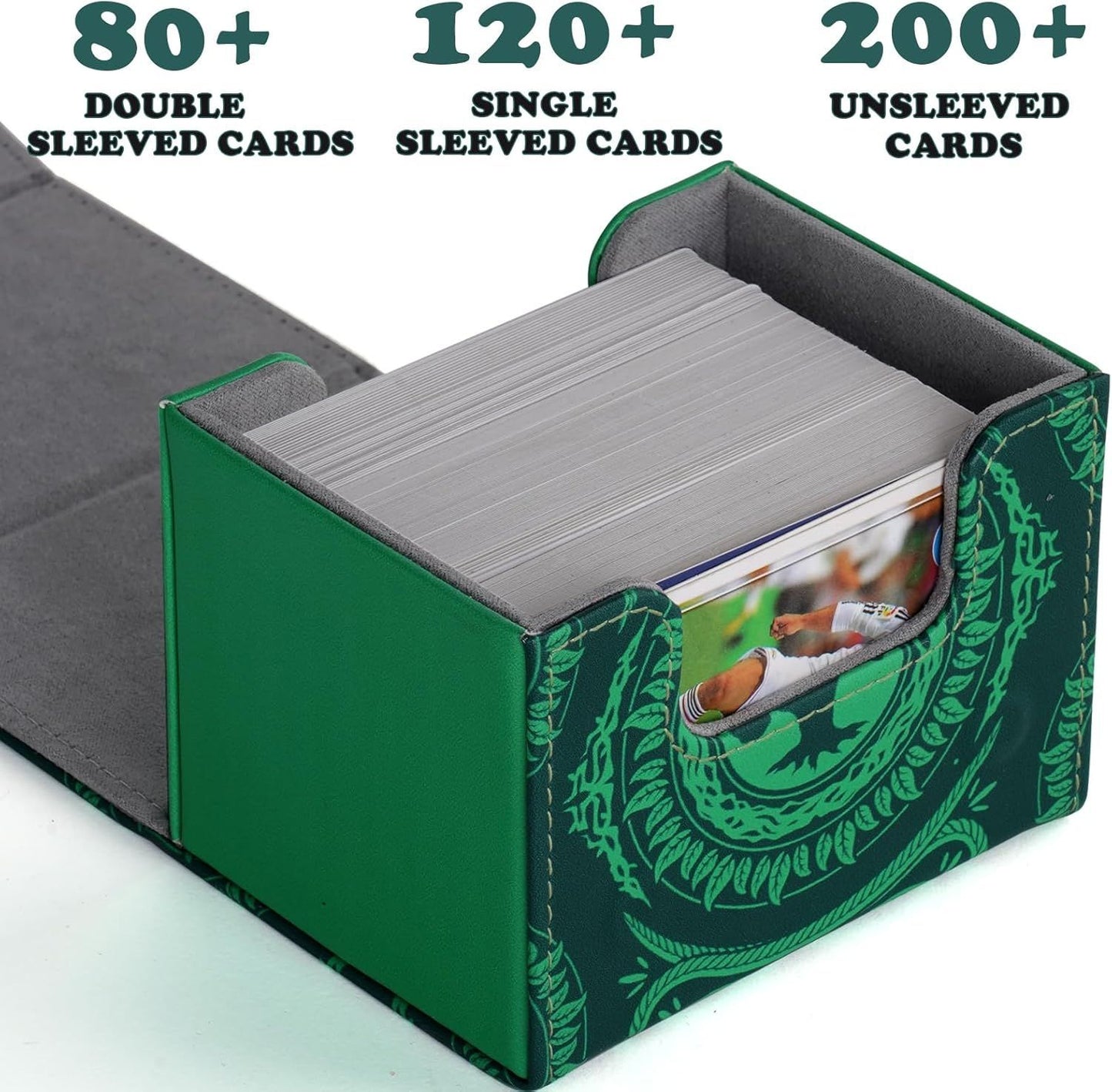PU Leather Commander Deck Box - Green Forest - Mana Symbol