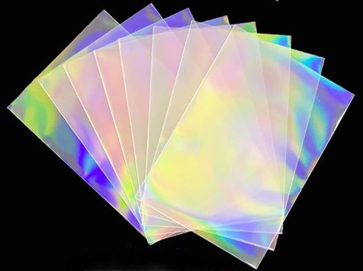 100 Pcs Inner Sleeves - Rainbow Holographic Trading Card Protector
