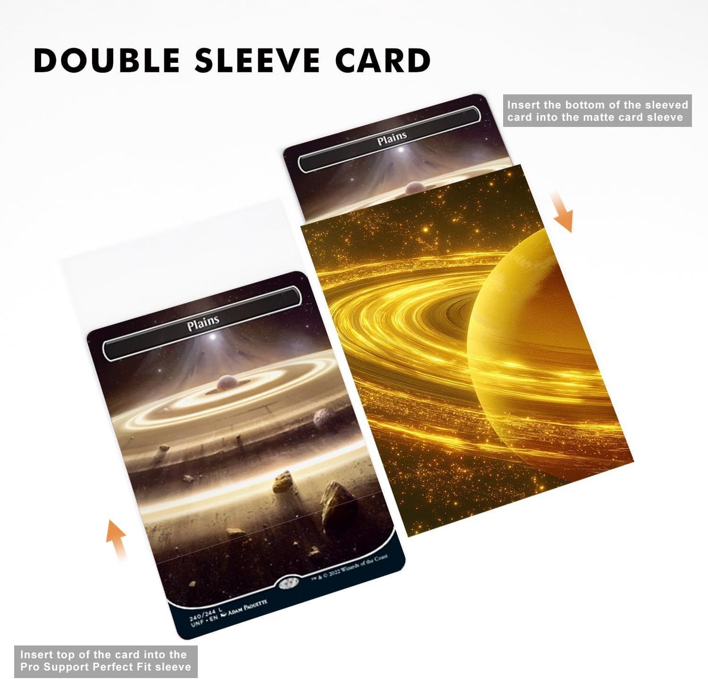 Katomula 100 MTG Card Sleeves with 100 Inner Sleeve, Textured Back Art Sleeves, Fit Standard Size Cards-Plains Planet
