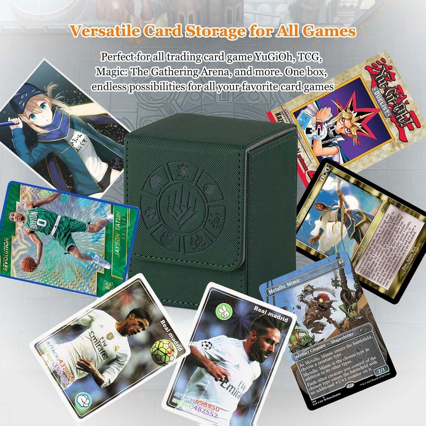 60+ PU Leather Single Sleeved Commander Deck Box - All Mana Symbols & Planeswalker Symbol - Select Color
