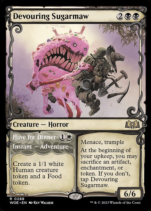 WOE, Devouring Sugarmaw // Have for Dinner, (Showcase), 288, R, Near Mint, (Foil), EN