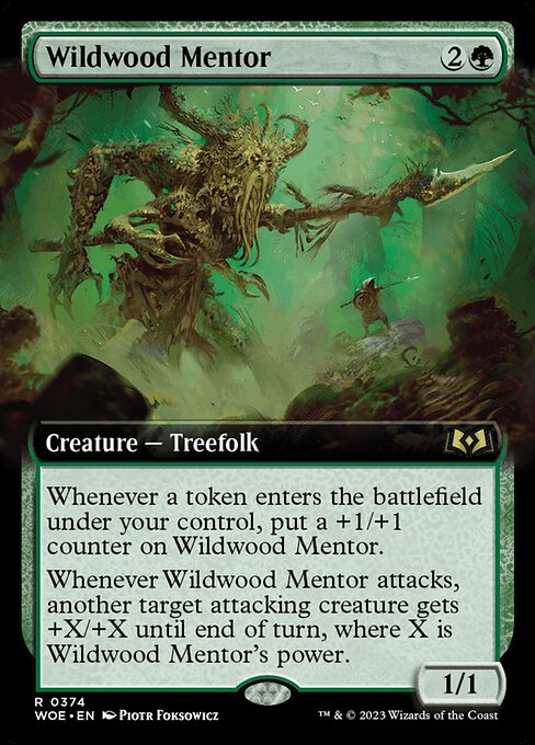 WOE, Wildwood Mentor, (Extended Art), 374, R, Near Mint, Normal, EN