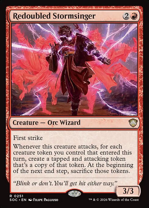 SOC, Redoubled Stormsinger, Standard, 251, R, Near Mint, Normal, EN