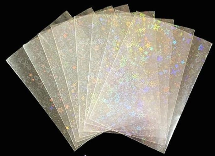 100 Pcs Inner Sleeves - Mini Star Rainbow Holographic Trading Card Protector