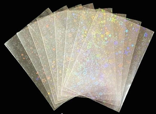 100 Pcs Inner Sleeves - Mini Star Rainbow Holographic Trading Card Protector