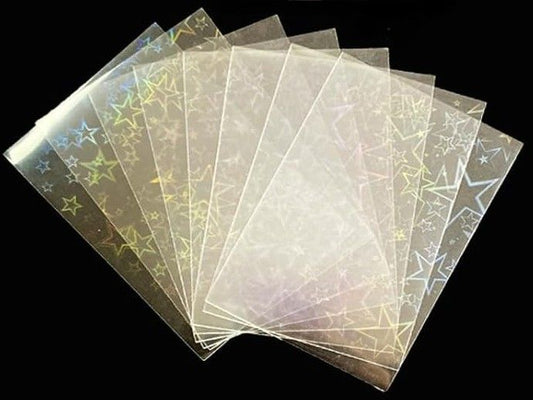 100 Pcs Inner Sleeves - Star Rainbow Holographic Trading Card Protector
