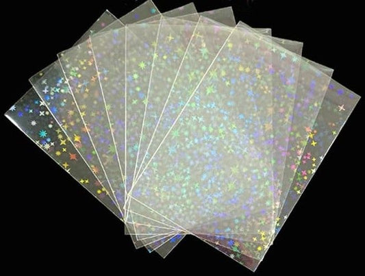 100 Pcs Inner Sleeves - Starburst Rainbow Holographic Trading Card Protector