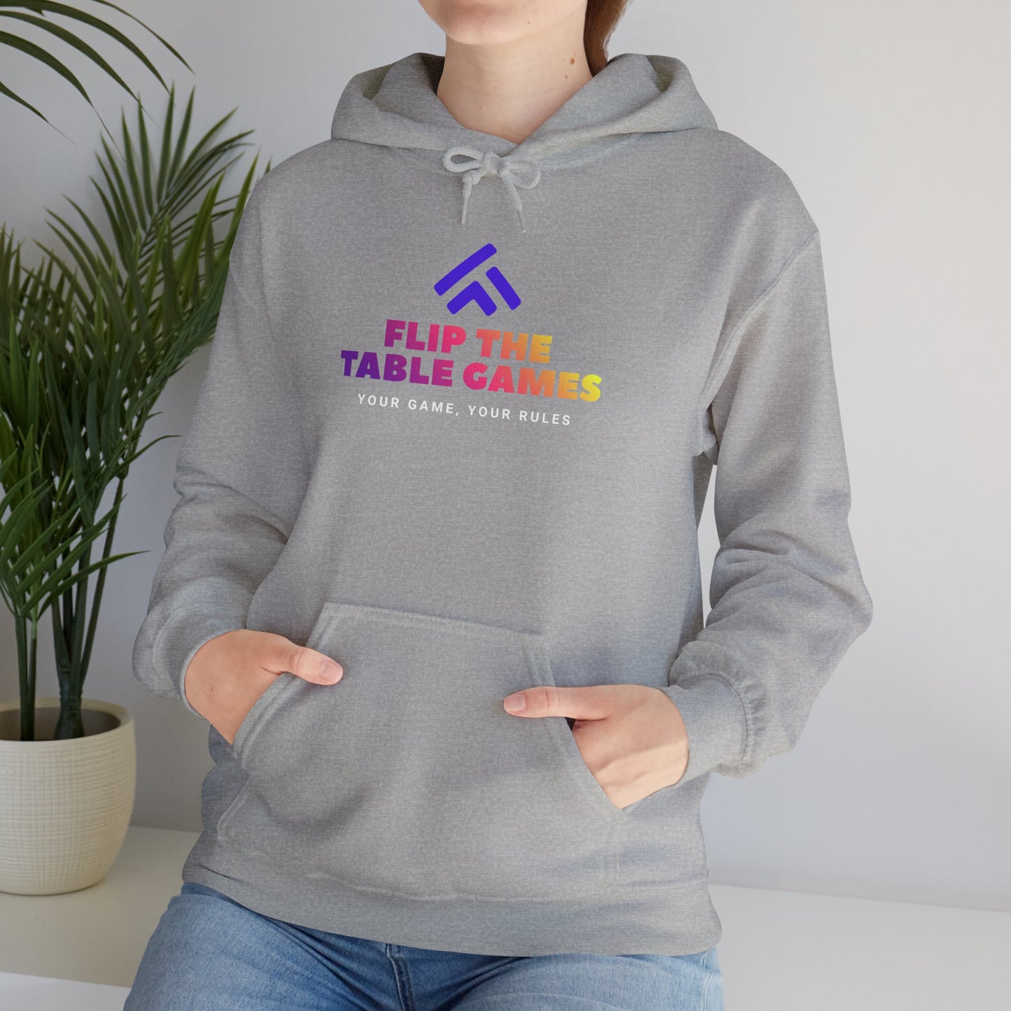 Flip the Table Games Hoodie - Unisex Heavy Blend Sweatshirt for Gaming Enthusiasts