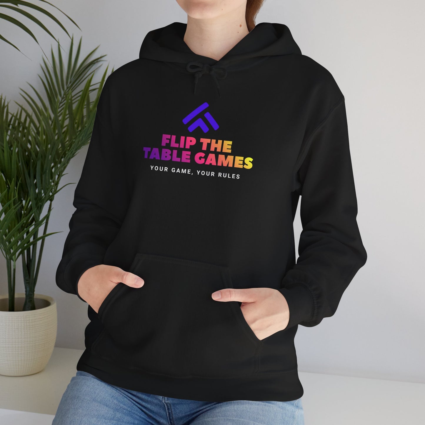 Flip the Table Games Hoodie - Unisex Heavy Blend Sweatshirt for Gaming Enthusiasts
